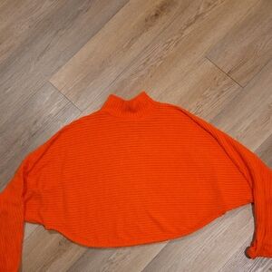 Pilcro Vibrant Orange Turtleneck Sweater Crop